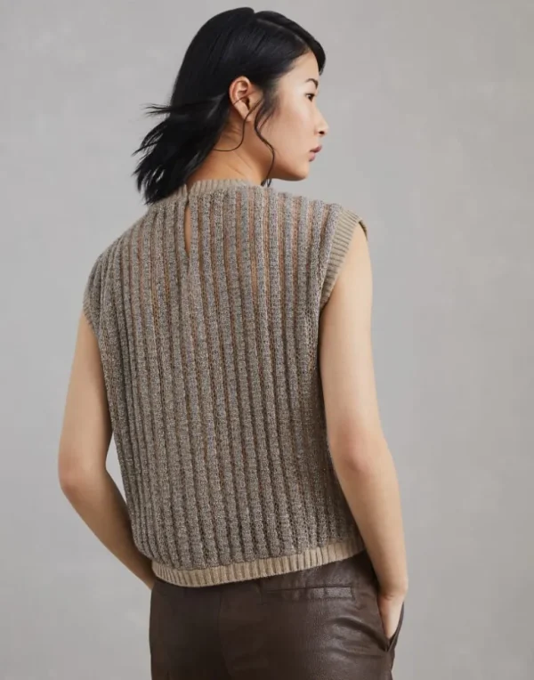 Mohair, wool and cashmere knit top with precious ribbing