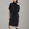 Mohair, wool, cashmere and silk knit dress with dazzling argyle embroidery