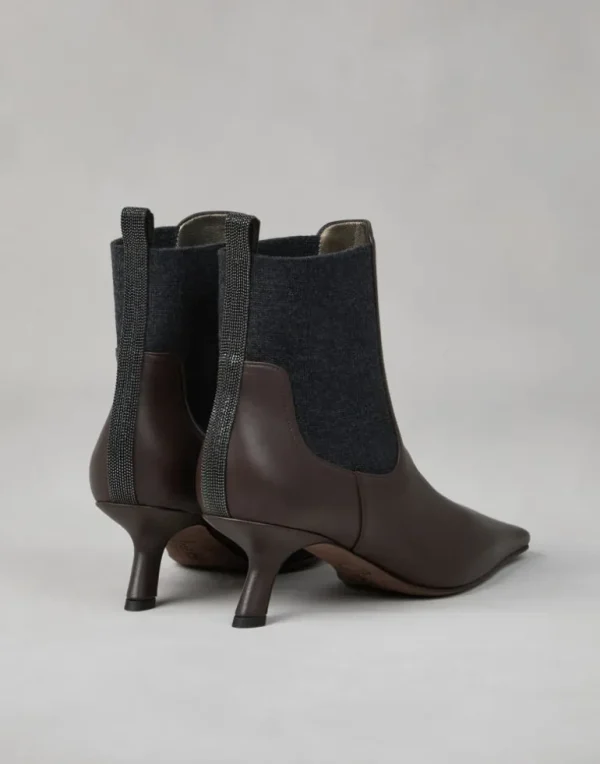 Nappa leather ankle boots with shiny loop detail