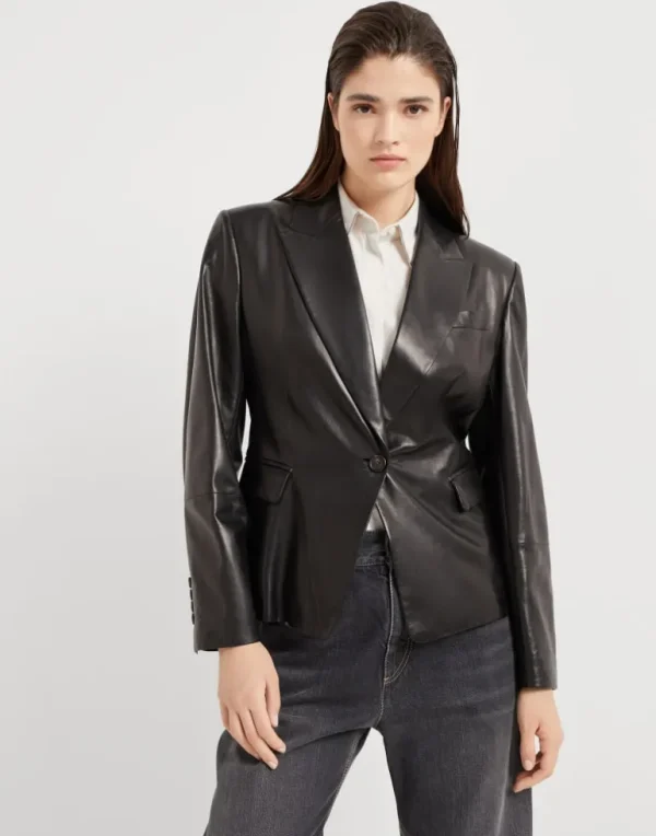 Nappa leather blazer with monili