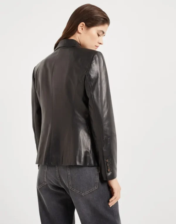 Nappa leather blazer with monili