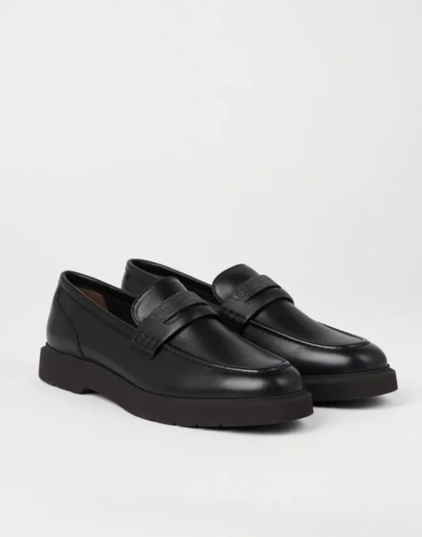 Nappa leather penny loafers with monili