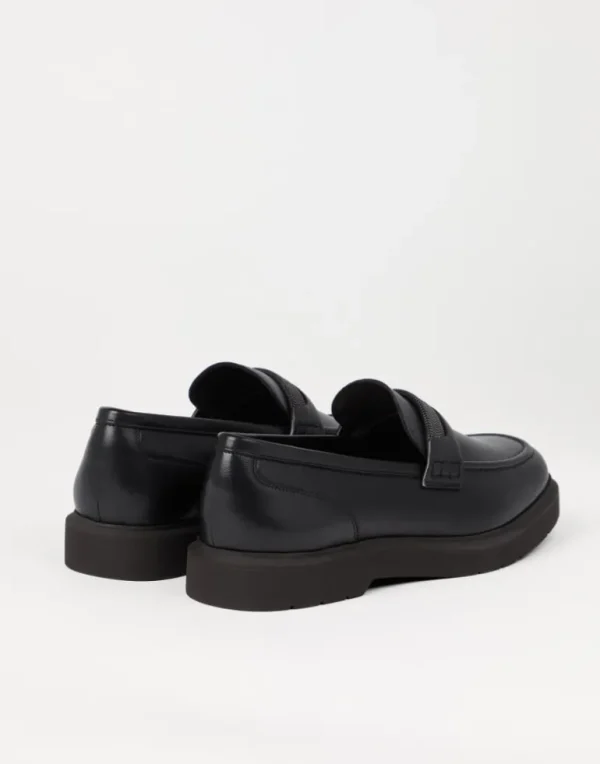 Nappa leather penny loafers with monili