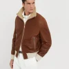 Nappa-effect shearling bomber jacket