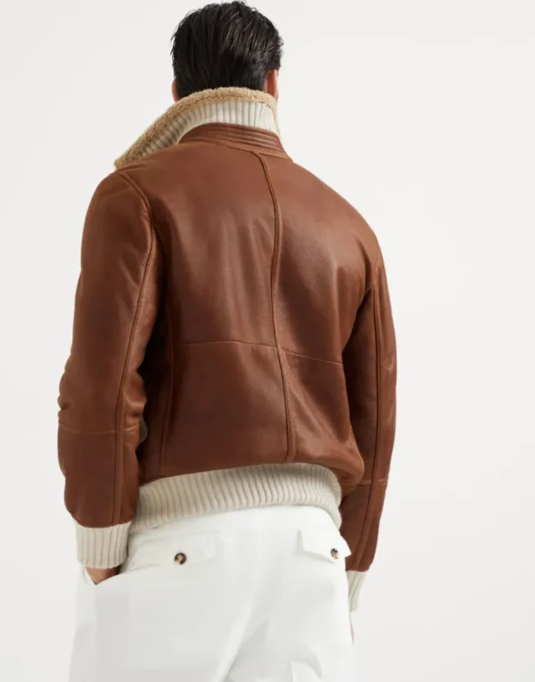 Nappa-effect shearling bomber jacket