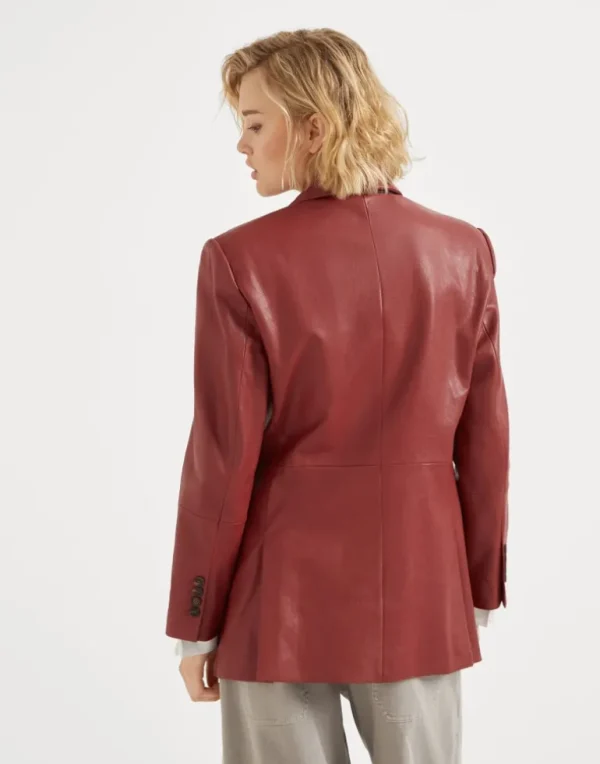 Natural leather blazer with monili