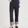 No-fade denim cropped trousers with dazzling regimental embroidery