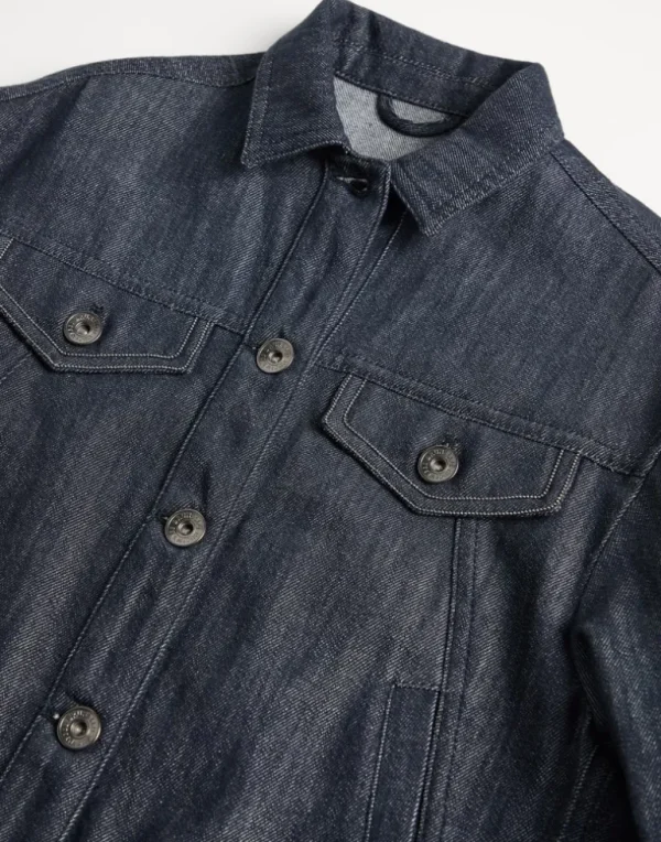 No-fade denim four-pocket jacket with monili