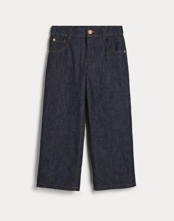 No-fade denim straight trousers with monili