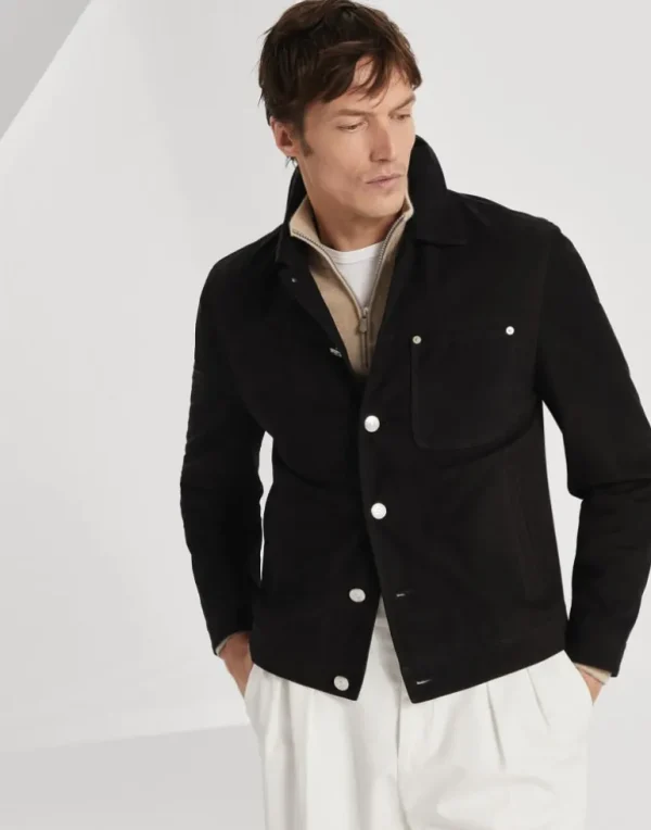 Nubuck shirt-style outerwear jacket