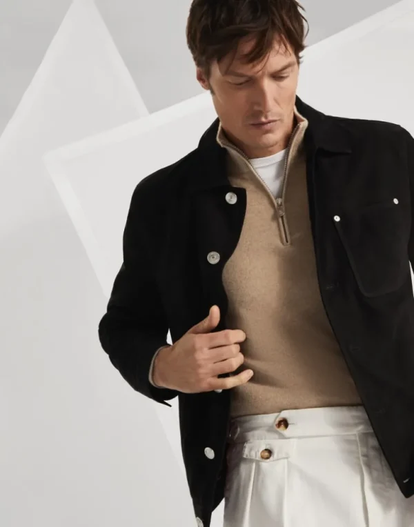 Nubuck shirt-style outerwear jacket