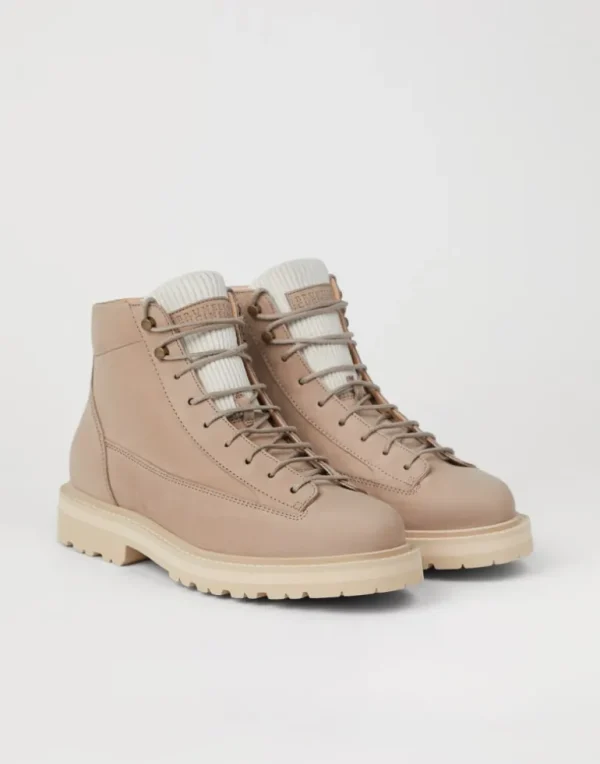 Nubuck urban outdoor boots with corduroy insert