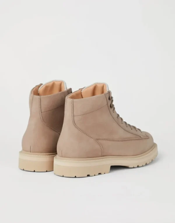 Nubuck urban outdoor boots with corduroy insert