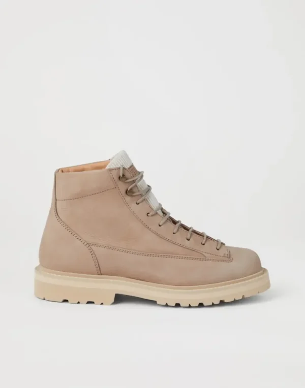 Nubuck urban outdoor boots with corduroy insert