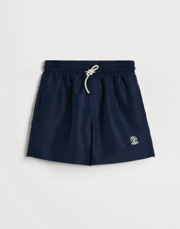 Nylon swim shorts with logo