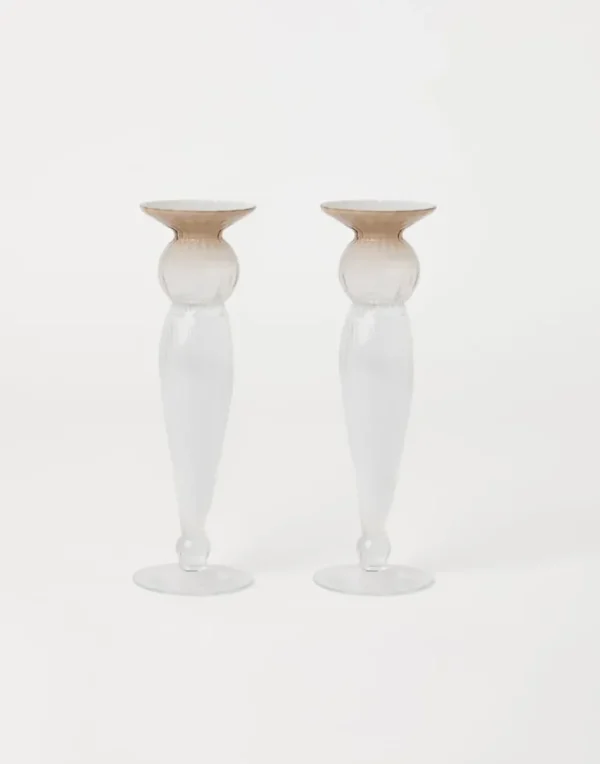 Pair of Murano glass candlestick holders