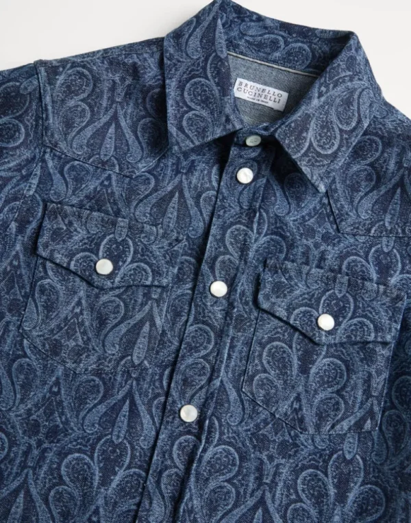 Paisley denim western shirt