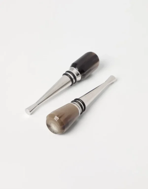 2-piece buffalo horn and steel stopper set