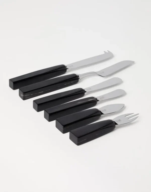 2-piece buffalo horn and steel cheese cutlery set