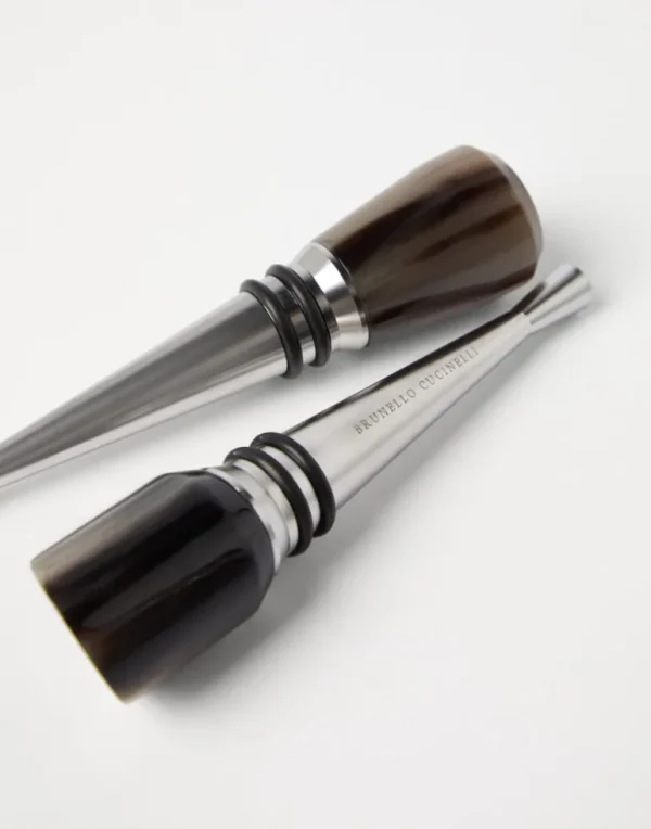 2-piece buffalo horn and steel stopper set