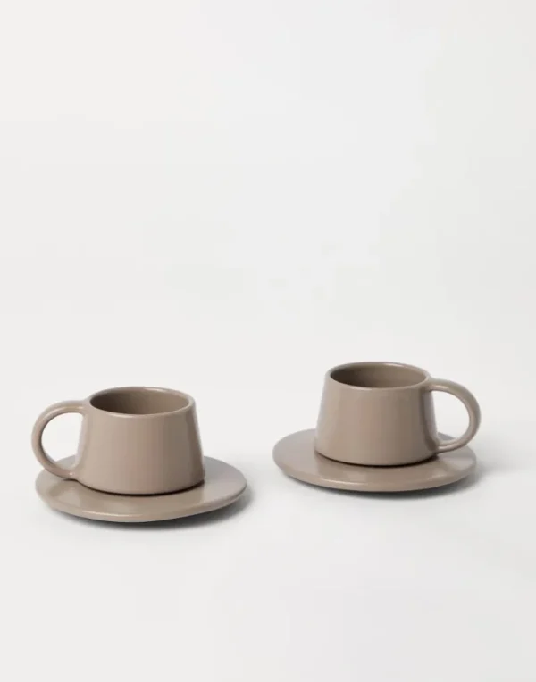 2-piece ceramic cup set with saucer