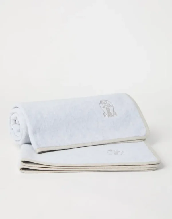 2-piece cotton terrycloth bath towel set with embroidery