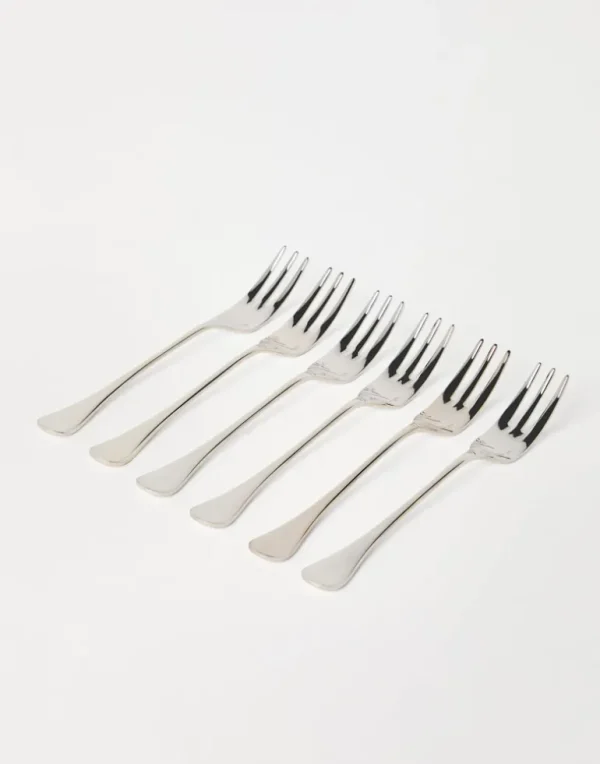 6-piece silver-plated steel dessert forks set