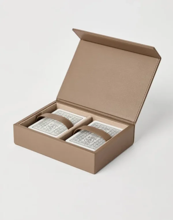 Playing cards set with leather case