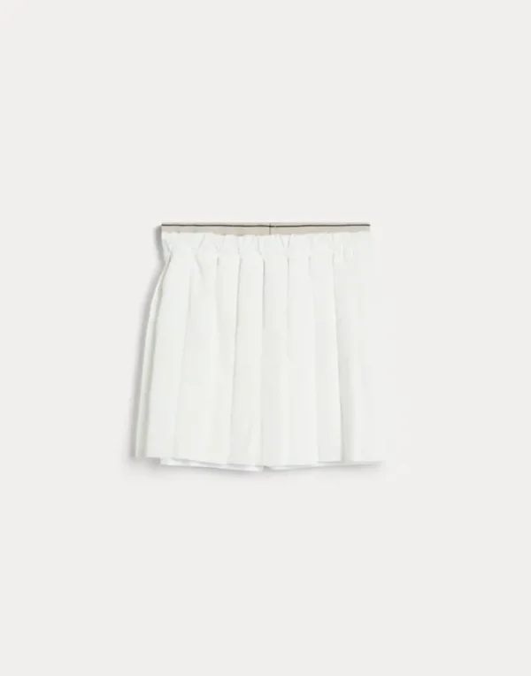 Pleated techno poplin tennis skirt with shorts