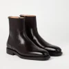 Polished calfskin boots with zipper