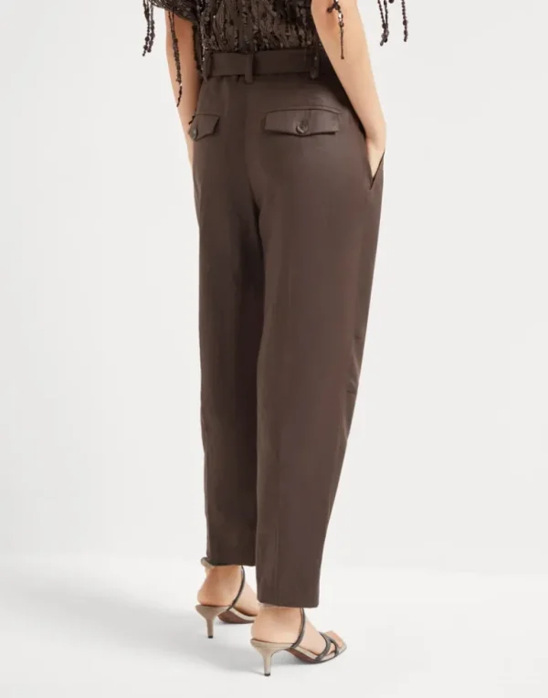 Polished linen twill ergonomic chino trousers