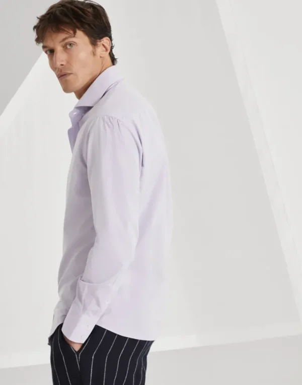 Poplin basic fit shirt with spread collar