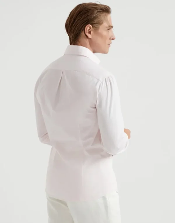 Poplin slim fit shirt with spread collar