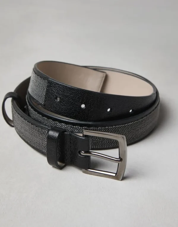 Precious belt in grained leather