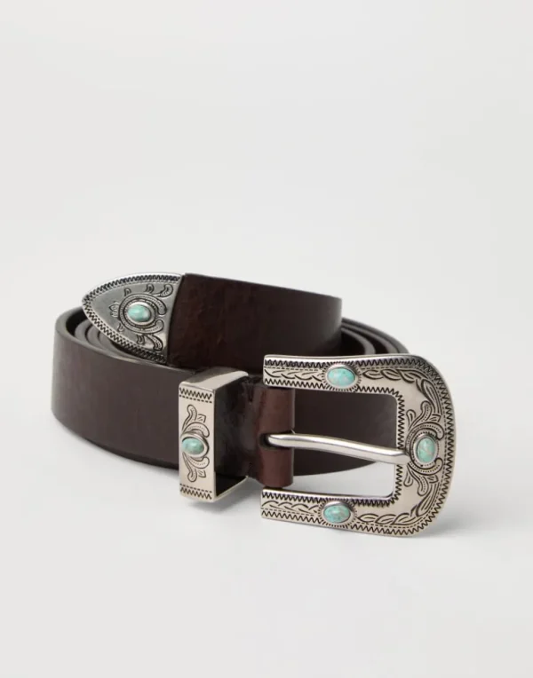 Pull-up calfskin belt