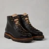 Pull-up calfskin urban outdoor boots with corduroy insert