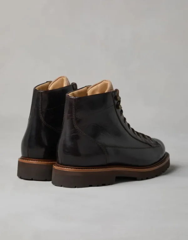 Pull-up calfskin urban outdoor boots with corduroy insert