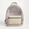 PVC and nappa leather backpack with flower print and monili