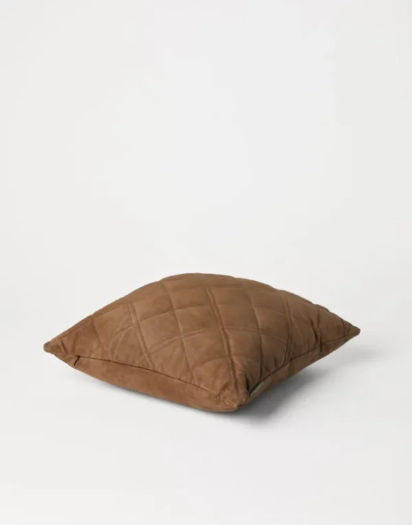 Quilted suede cushion with monili