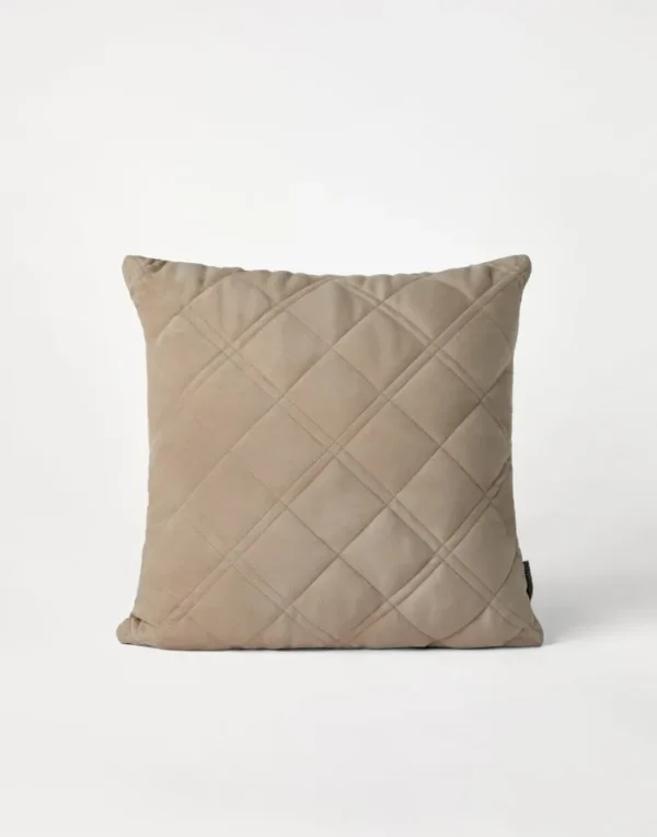 Quilted suede cushion with monili