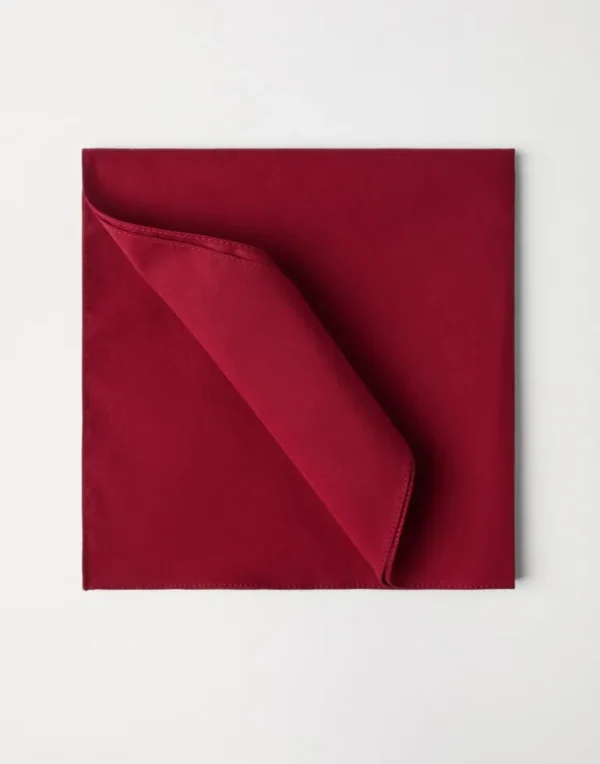 Red cotton twill pocket square for tuxedo