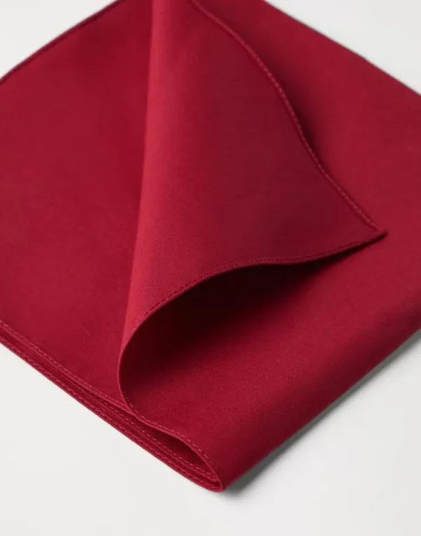 Red cotton twill pocket square for tuxedo