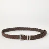 Reversed calfskin braided belt with tip