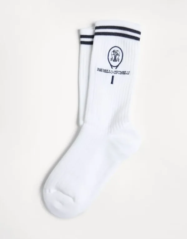 Ribbed cotton socks with tennis logo