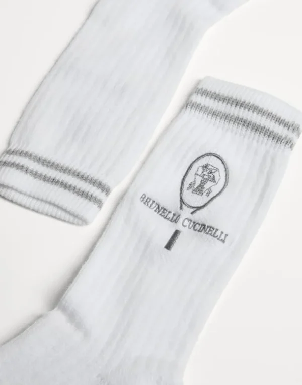 Ribbed cotton socks with tennis logo