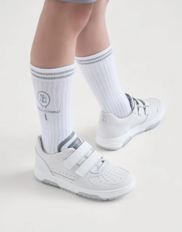 Ribbed cotton socks with tennis logo