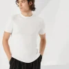 Ribbed stretch cotton jersey crew neck T-shirt