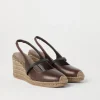 Riding calfskin espadrille wedges with precious strap