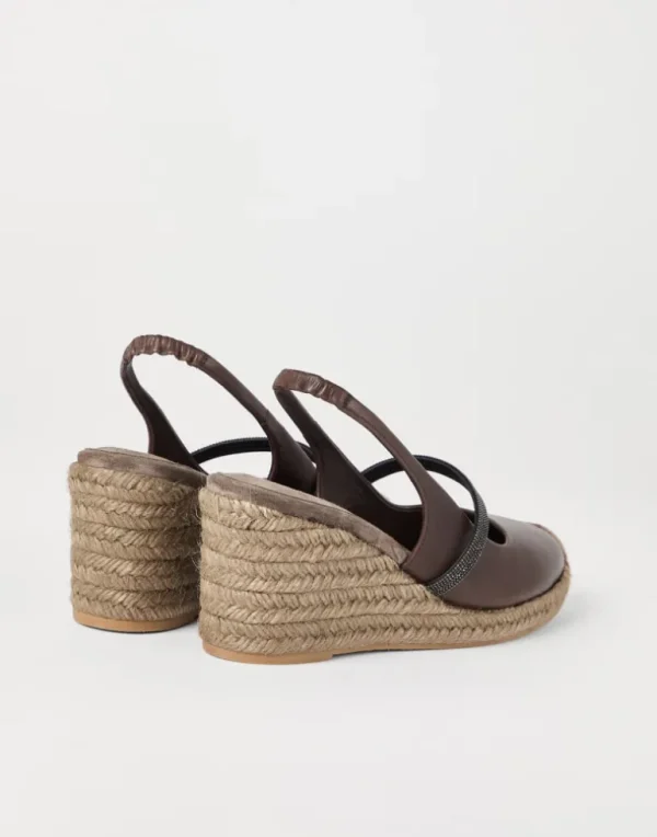 Riding calfskin espadrille wedges with precious strap