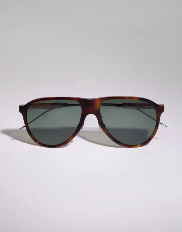 Sartorial Sunset acetate and titanium sunglasses with polarized lenses